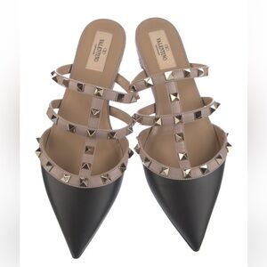 Valentino Black and Cream Studded flats